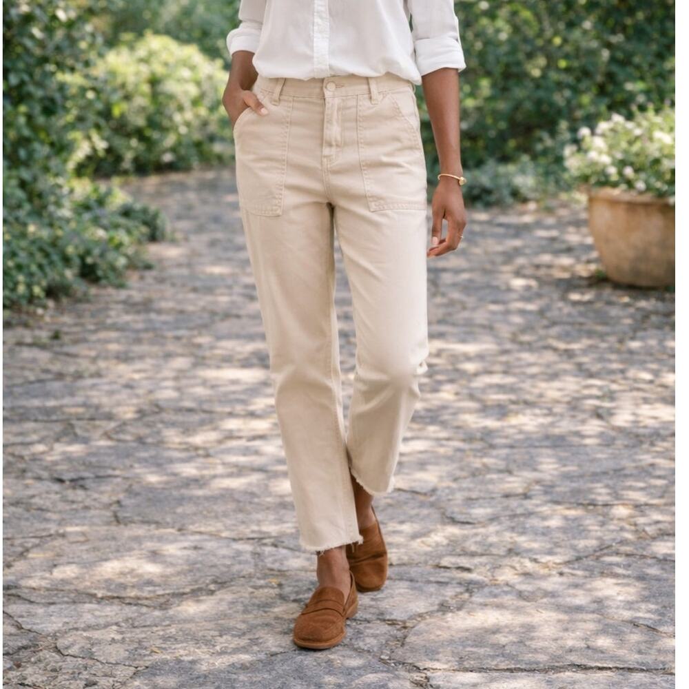 Frank & Eileen Blackrock Utility Ankle Pants Italian Peached Twill Buttercream 4